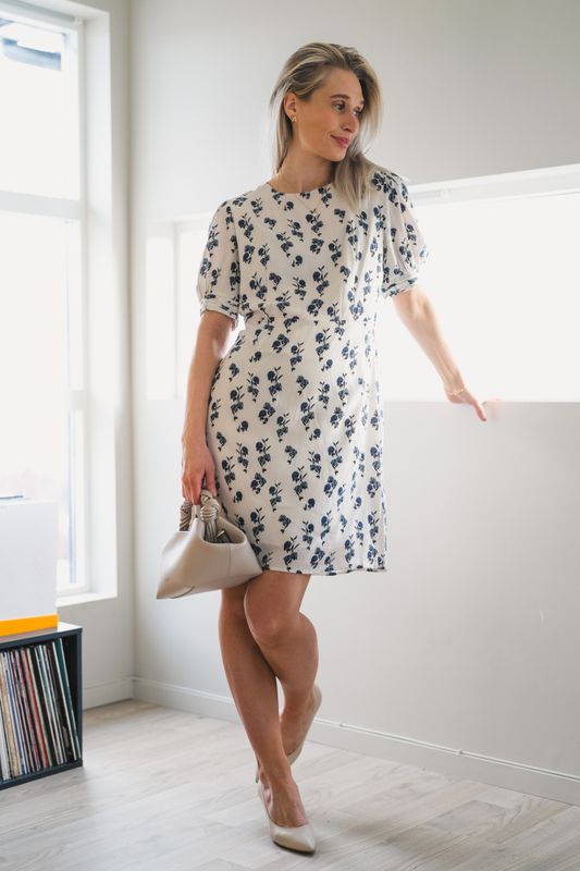 Allegra Dress Cream Hortensia Print 