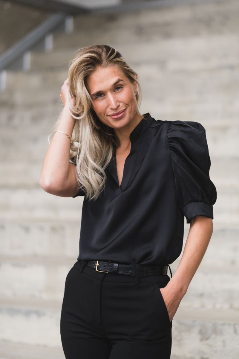 Roella Heavy Sateen Blouse Black 