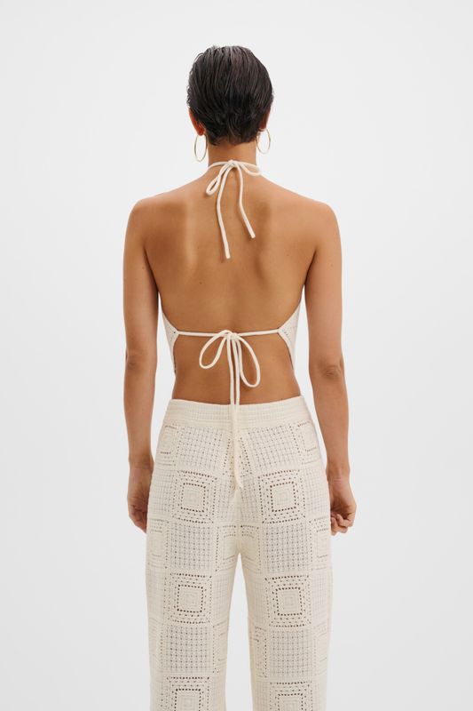 Lia Halterneck Crochet Top Vanilla 