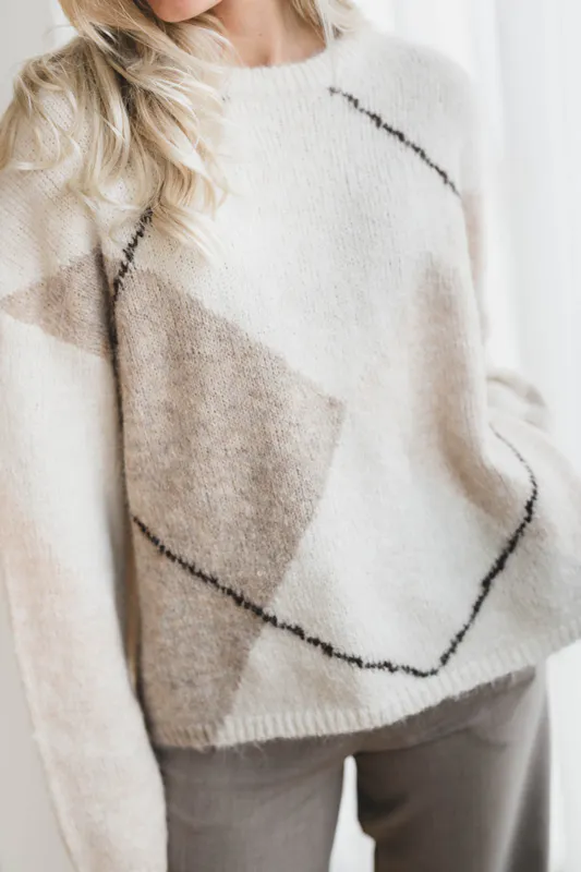 Inga Check Fluff Knit Blouse Creme 