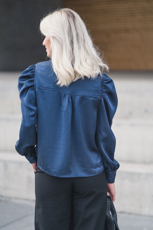 Rosslyn Heavy Sateen Blouse Midnight Blue 