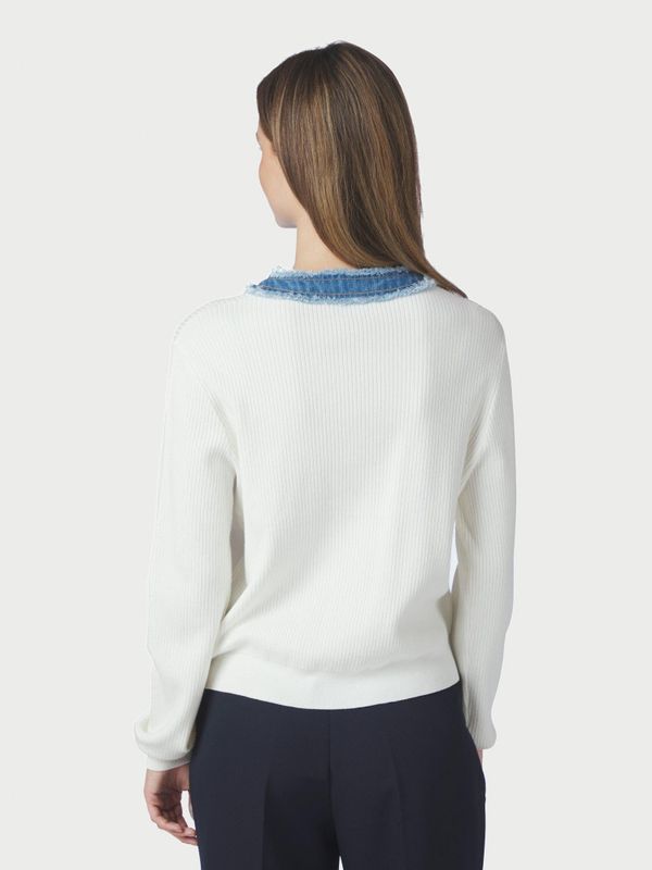 Zelma Knit Denim Cardigan Offwhite 