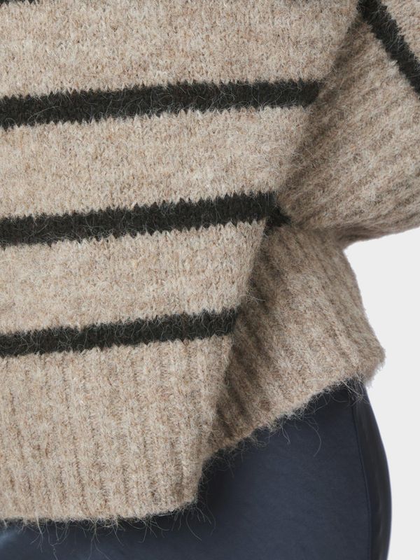 Roeme Fluffy Stripe Knit Beige Melange 