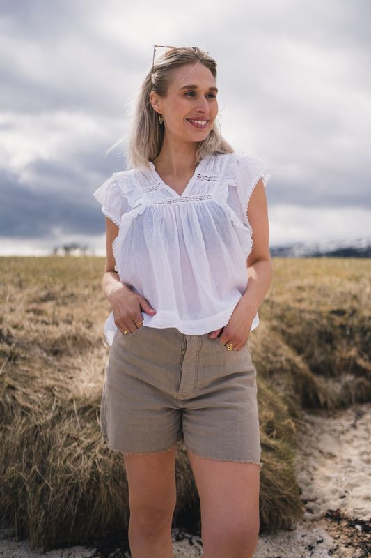 Jayla S Voile Top White 