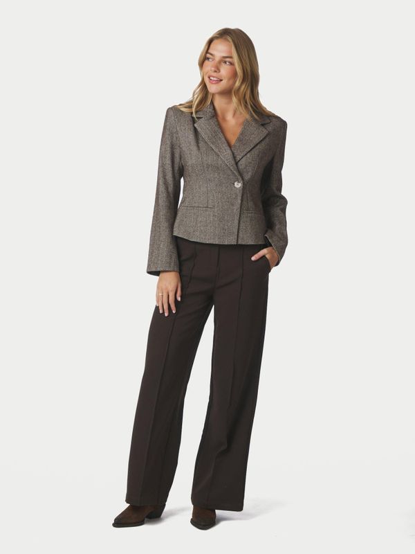 Valia Herringbone S Blazer Dark Brown 