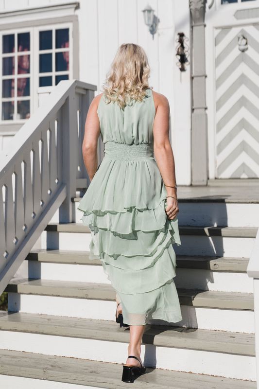 Marli Solid Chiffon Dress Light Green 