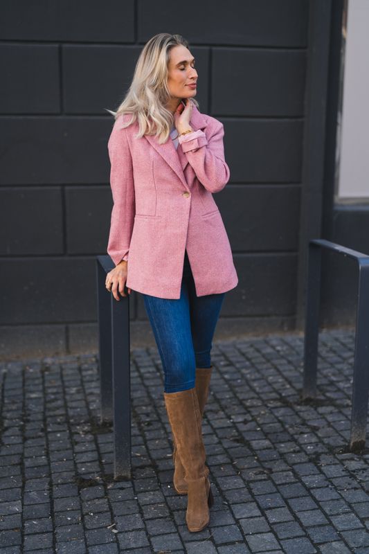 Bowie Herringbone Blazer Light Pink 
