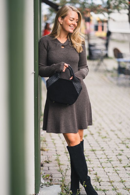 Myla Dress Dark Taupe Melange 