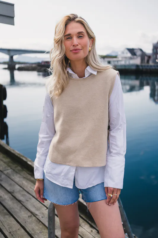 Ina Emma Vest Oatmeal Melange 