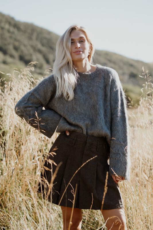 School Wool Check Skirt As Is 