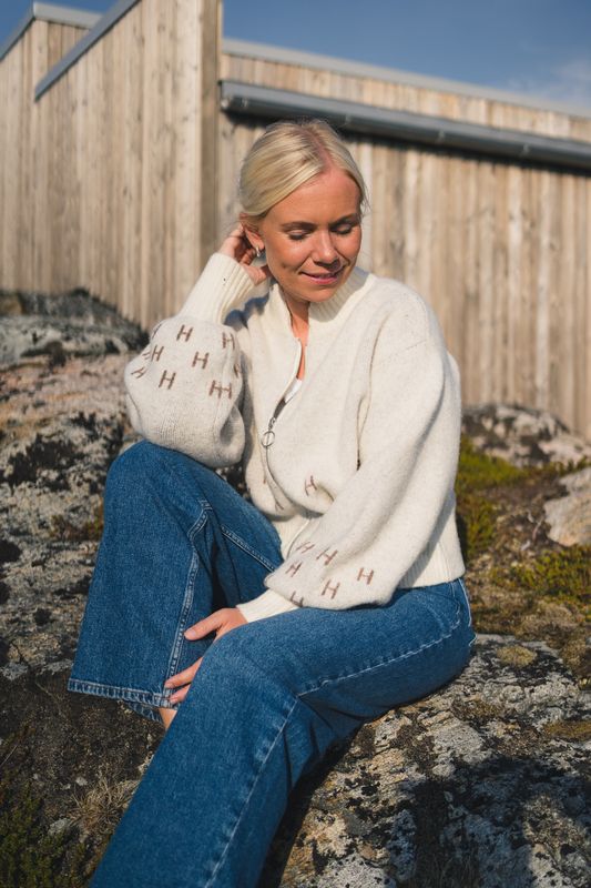 Martha Jacket Short Offwhite With Brown Melange 