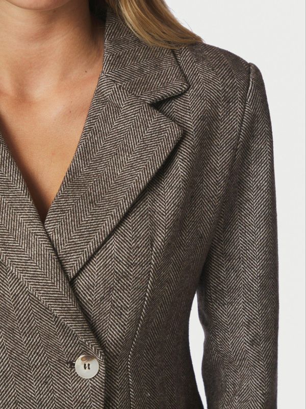 Valia Herringbone S Blazer Dark Brown 