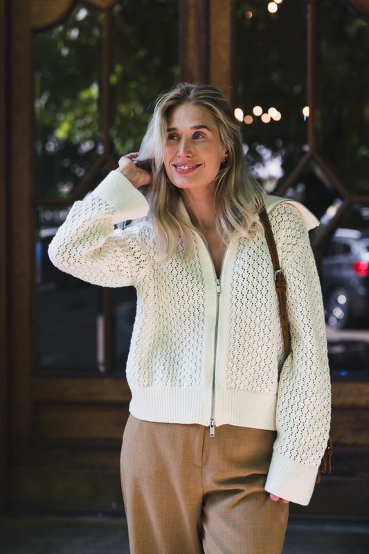 Daina Zip Cardigan Egret 