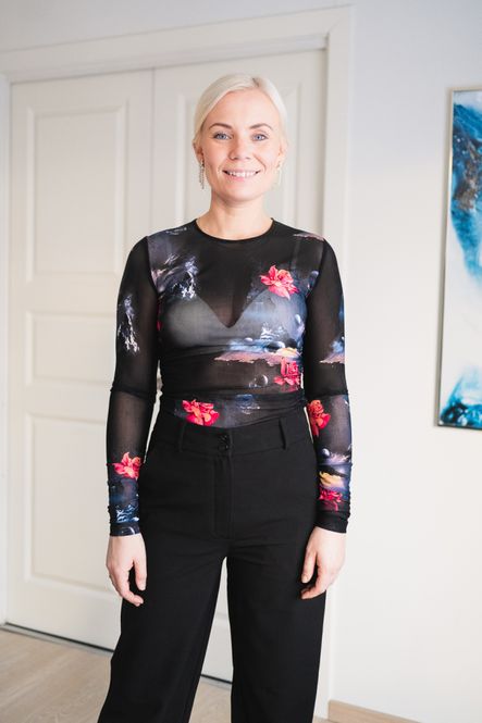 Hovedbilde Printed Mesh Long Sleeve Gathered Blouse Black 