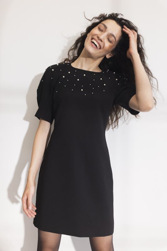 Tava Pearl Dress Black 