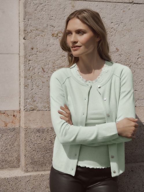 Hovedbilde Laica Cashmere LS O-Neck Raglan Cardigan Green ...