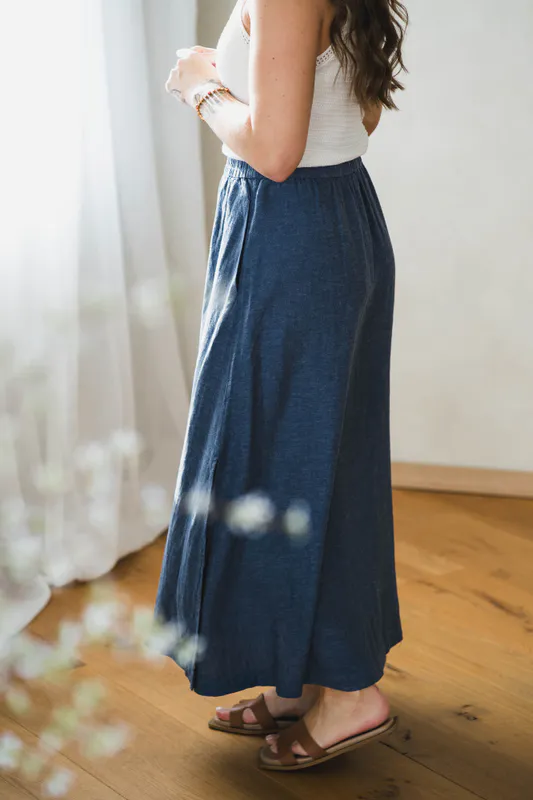 Pennie Ginia HW Skirt V Indigo Melange 