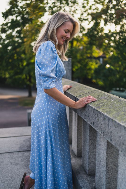 Addison Midi Dress Dots Blue 