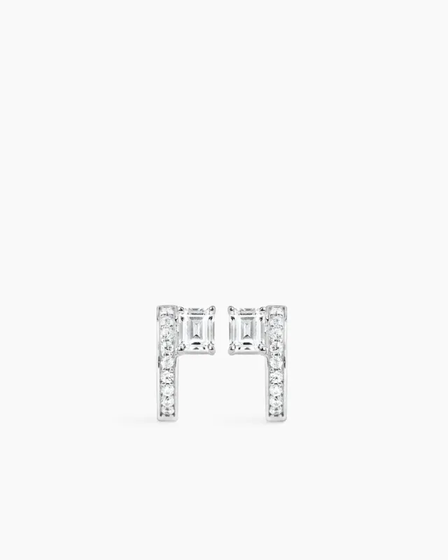 Sopra Pavé Emerald Huggies Silver 
