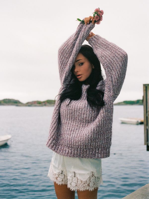 Marled Knit Sweater Purple 