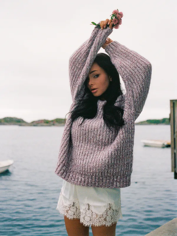 Marled Knit Sweater Purple 