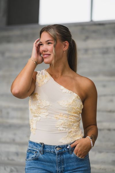 Hovedbilde Florini Big Flower Mesh Top Light Yellow 