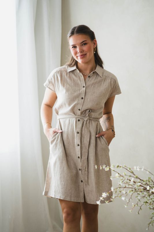 Viana Ginia SS Shirt Dress Sand Melange 