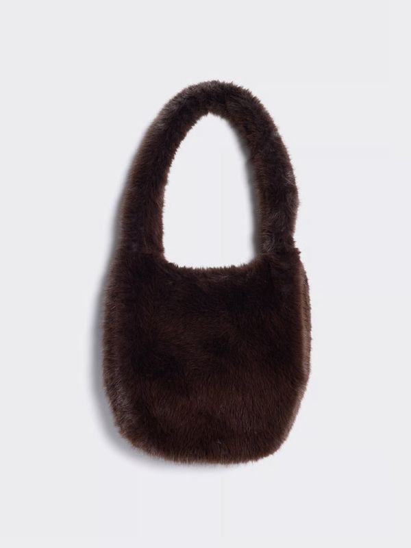 Reiko Furry Tote Dark Brown 