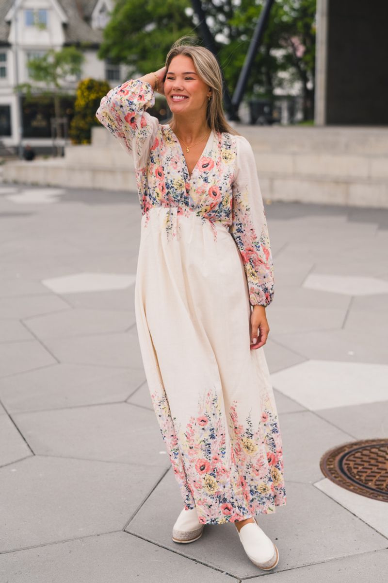 Silfi Flower Print Dress Creme 