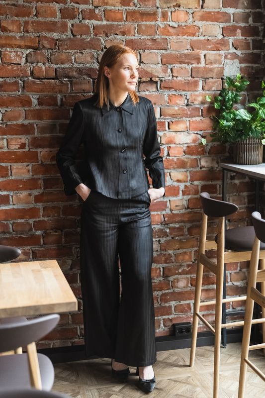 Tailored Straight Trousers Black 