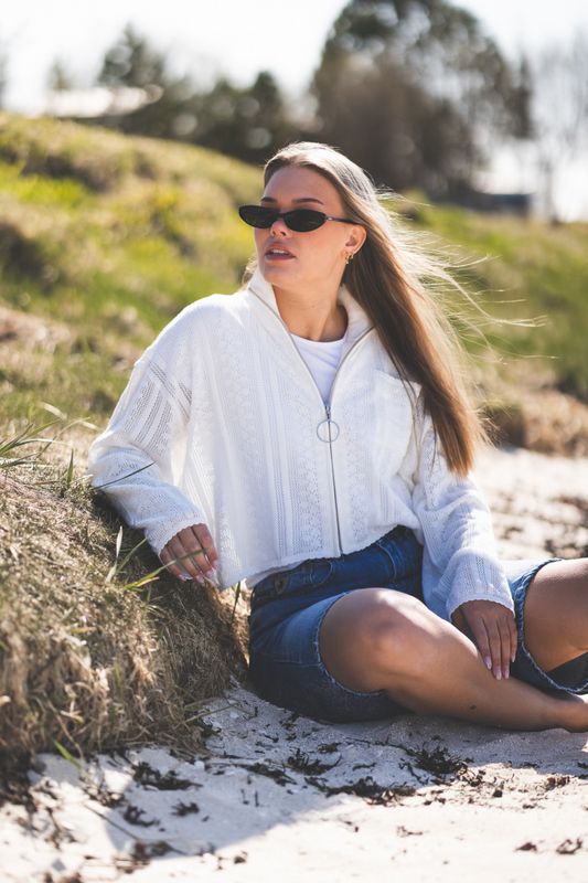 Tine Crochet Cardigan Ecru 