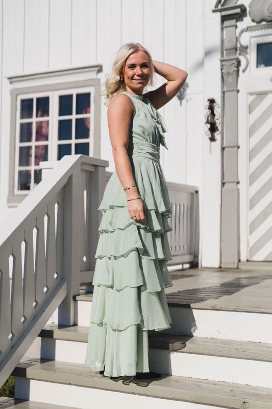 Marli Solid Chiffon Dress Light Green 