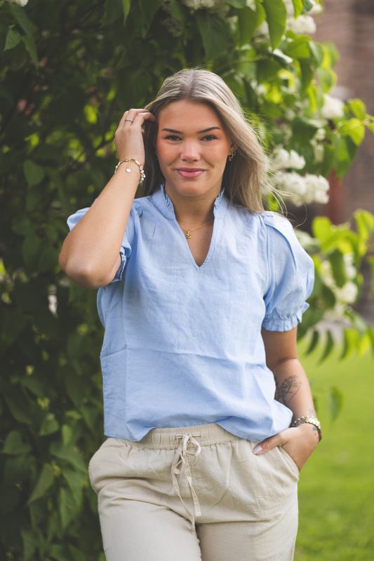 Odesa Linen Blouse Light Blue 