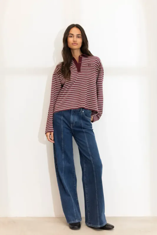 Elmer Polo Shirt Deep Plum Stripe 