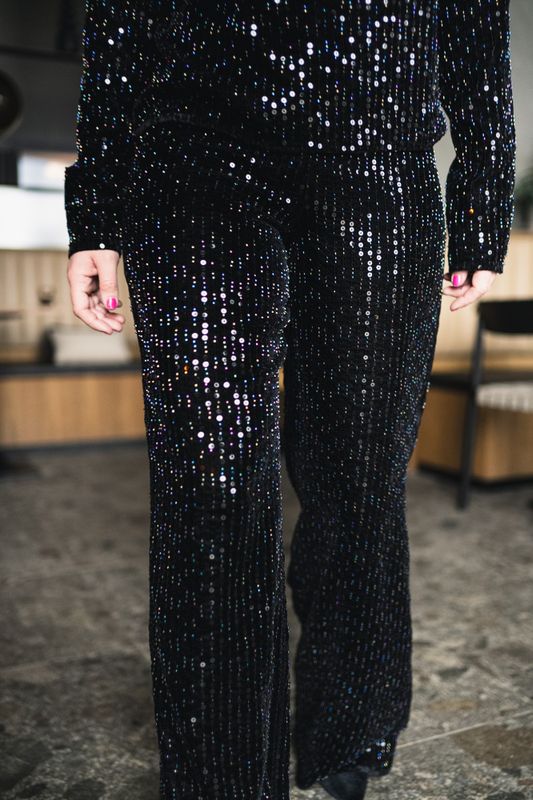 Jagger Sequin Trouser Black 