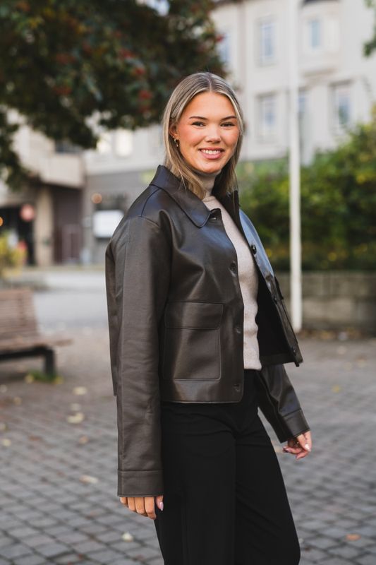 Romana Faux PU Jacket Brown 
