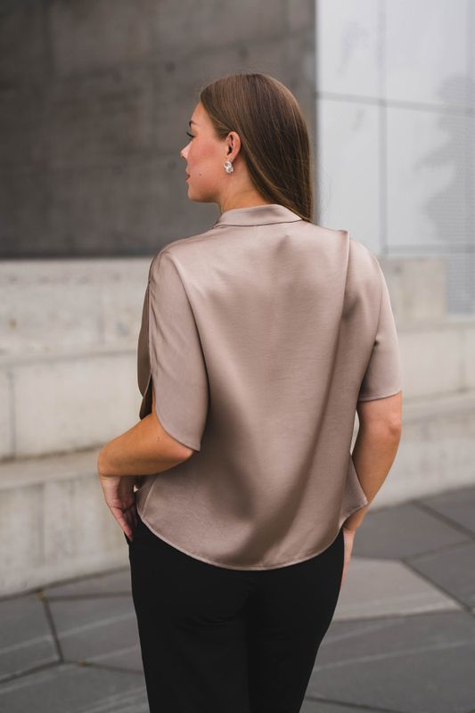 Anelle Heavy Sateen Blouse Dark Taupe 