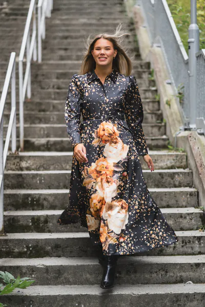 Hovedbilde Tailored Satin Shirt Dress Black Rose