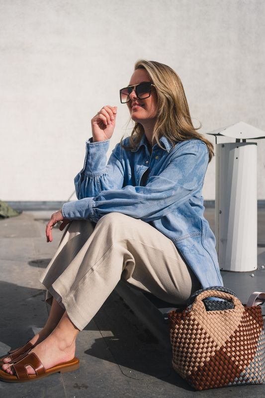 Bleach Denim Shirt Light Blue Stone 