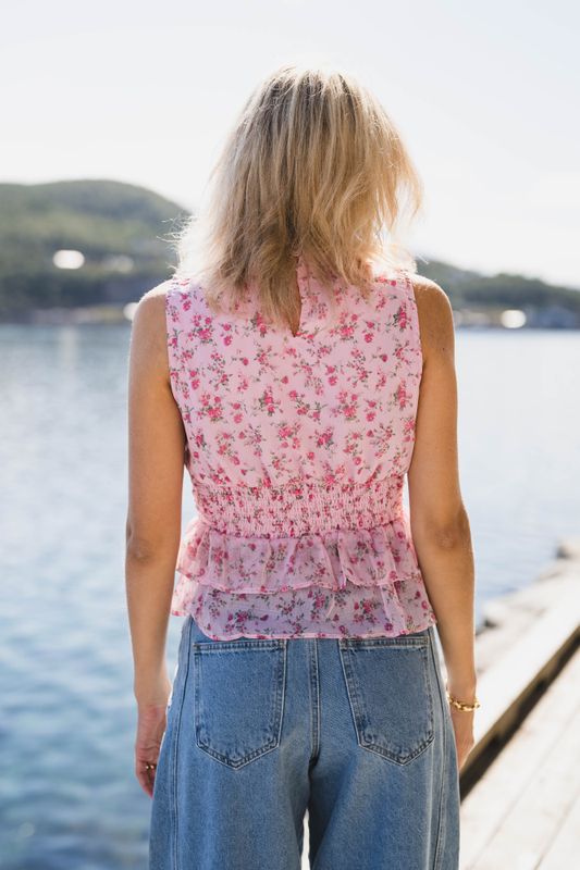 Ansol Meadow Printed Top Light Pink 