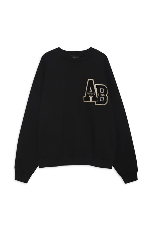 Miles Oversized Sweatshirt Letterman Black 