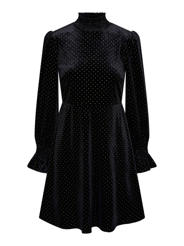 Riva LS High Neck Velvet Dress Black 