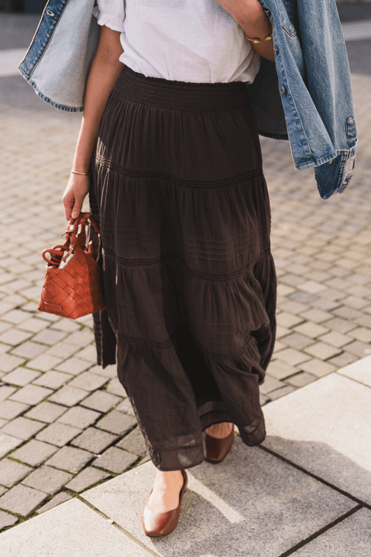 Felicia S Voile Skirt Dark Brown 
