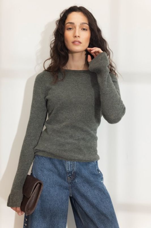 Joyce Knit Dark Olive Melange 