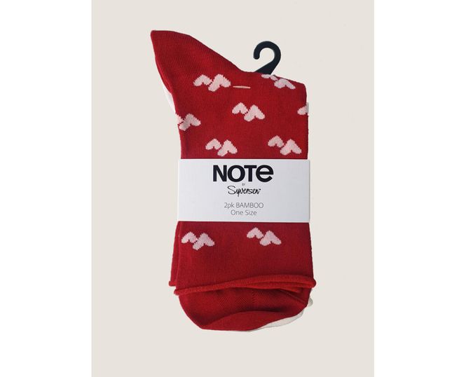 Hovedbilde Note 2pk Bamboo Roll Top W/Bander Red/Cream 