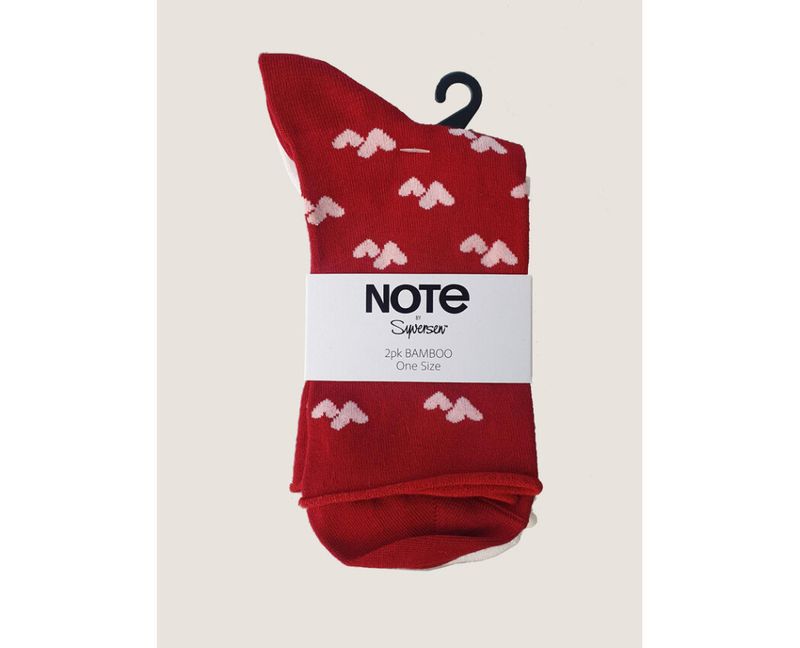 Note 2pk Bamboo Roll Top W/Bander Red/Cream 