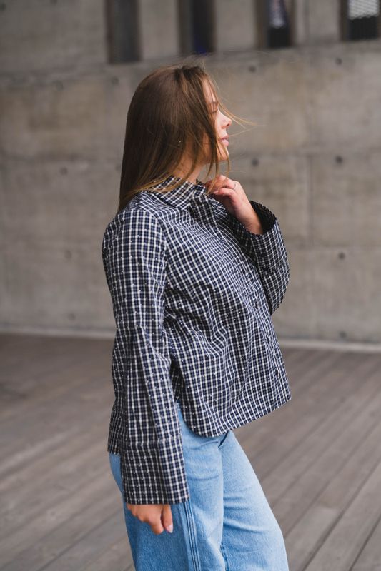 Drew Check Bedaz Shirt Dark Blue 