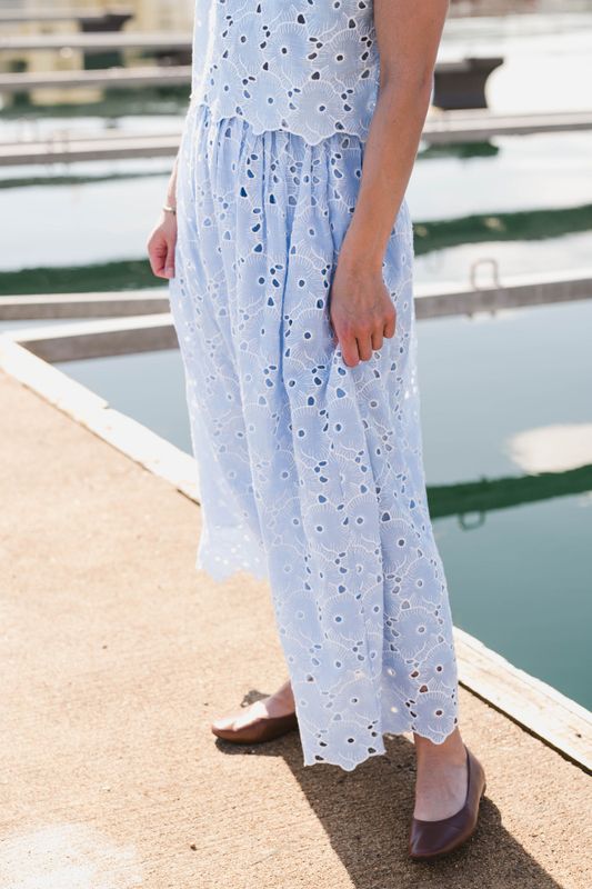 Broderie Anglaise Skirt Light Blue 