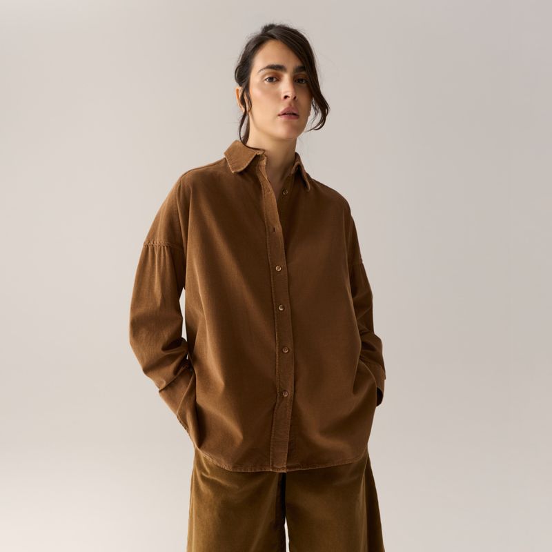 Ross Corduroy Shirt Caramel Cafe 